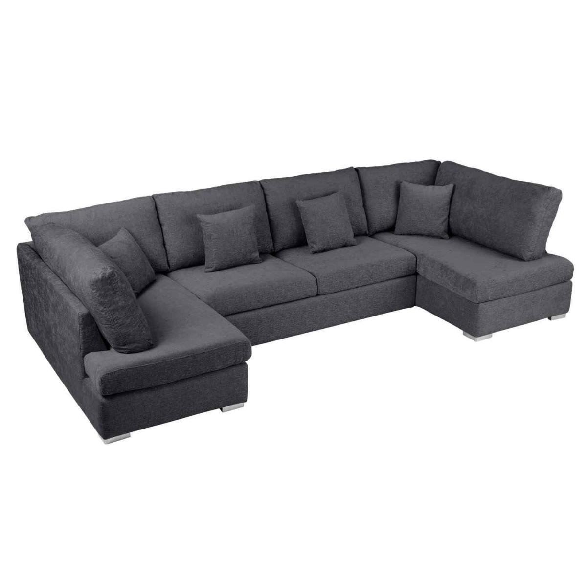 Ollie Large U Shape Sofa Velour Velvet Fabric - Cream – image 30