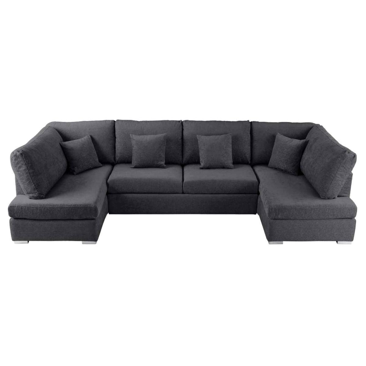 Ollie Large U Shape Sofa Velour Velvet Fabric - Cream – image 31