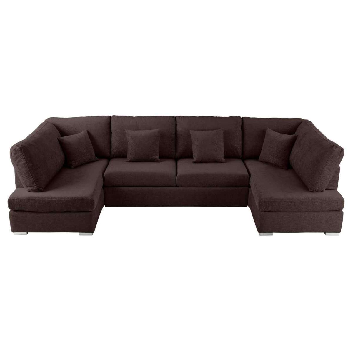 Ollie Large U Shape Sofa Velour Velvet Fabric - Cream – image 33