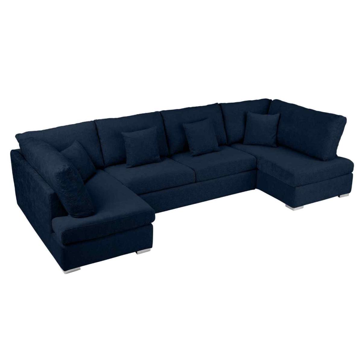 Ollie Large U Shape Sofa Velour Velvet Fabric - Cream – image 34