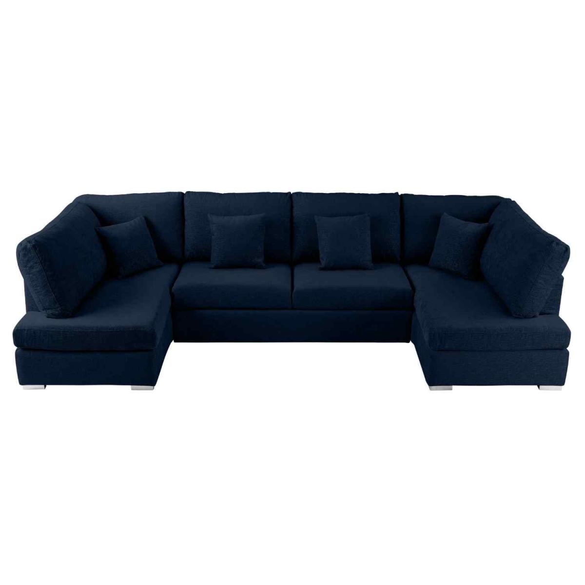 Ollie Large U Shape Sofa Velour Velvet Fabric - Cream – image 35