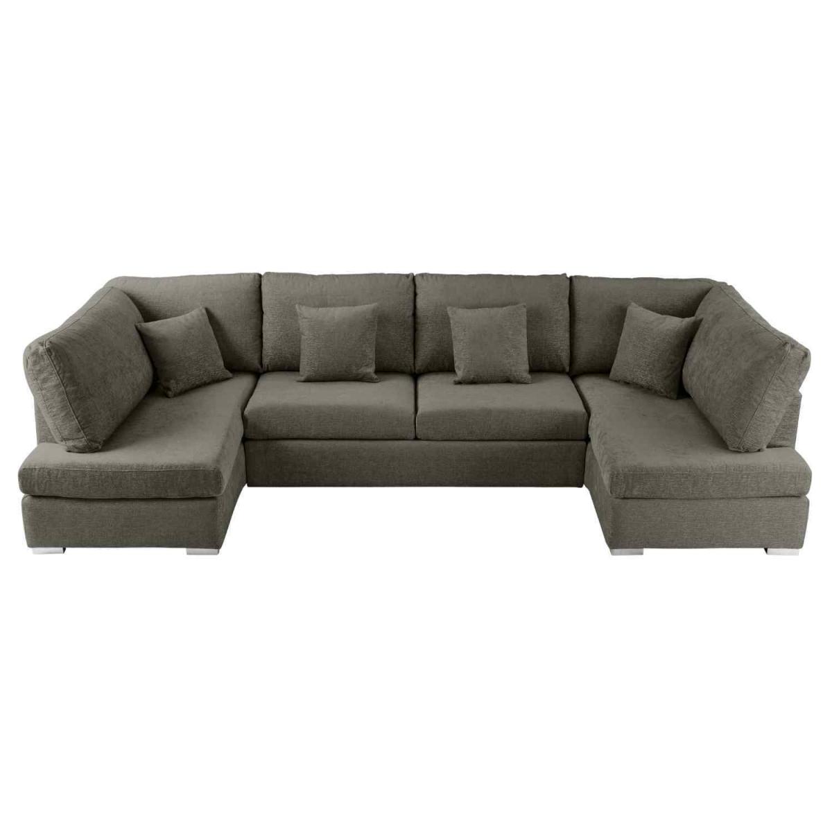 Ollie Large U Shape Sofa Velour Velvet Fabric - Cream – image 39