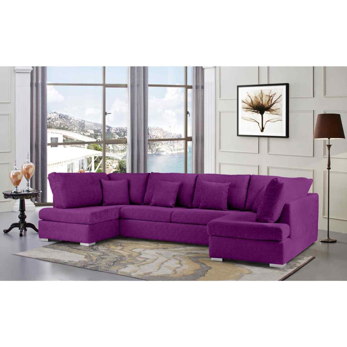 Ollie Large U Shape Sofa Velour Velvet Fabric - Cream – image 5