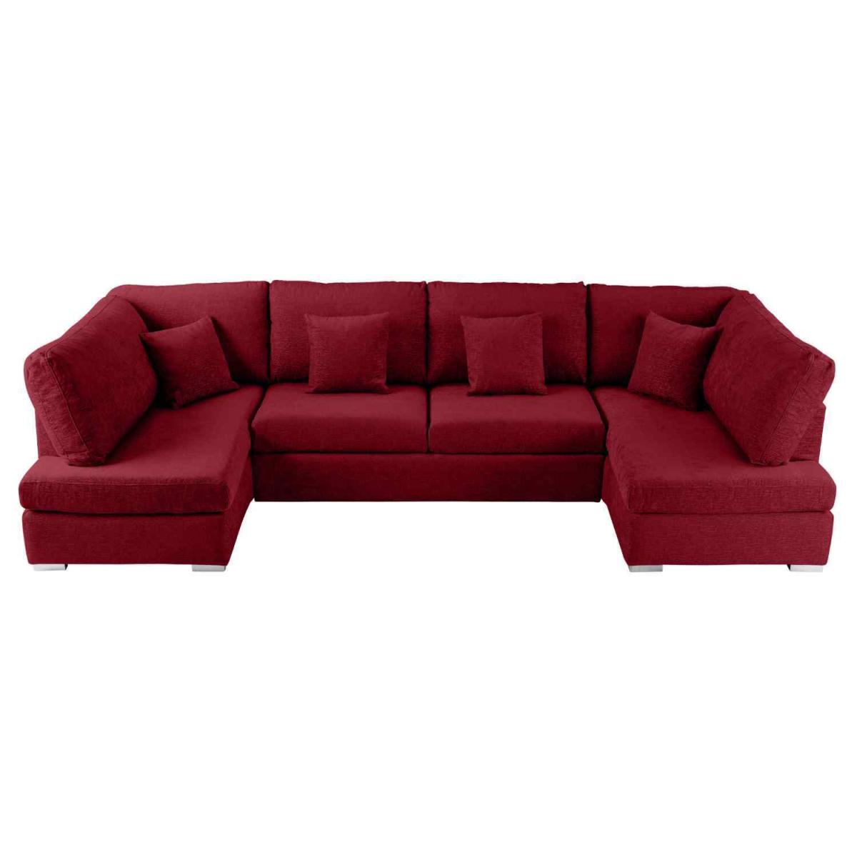 Ollie Large U Shape Sofa Velour Velvet Fabric - Cream – image 41
