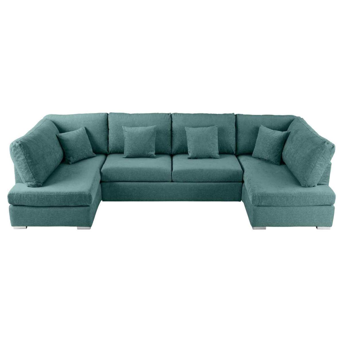 Ollie Large U Shape Sofa Velour Velvet Fabric - Cream – image 42