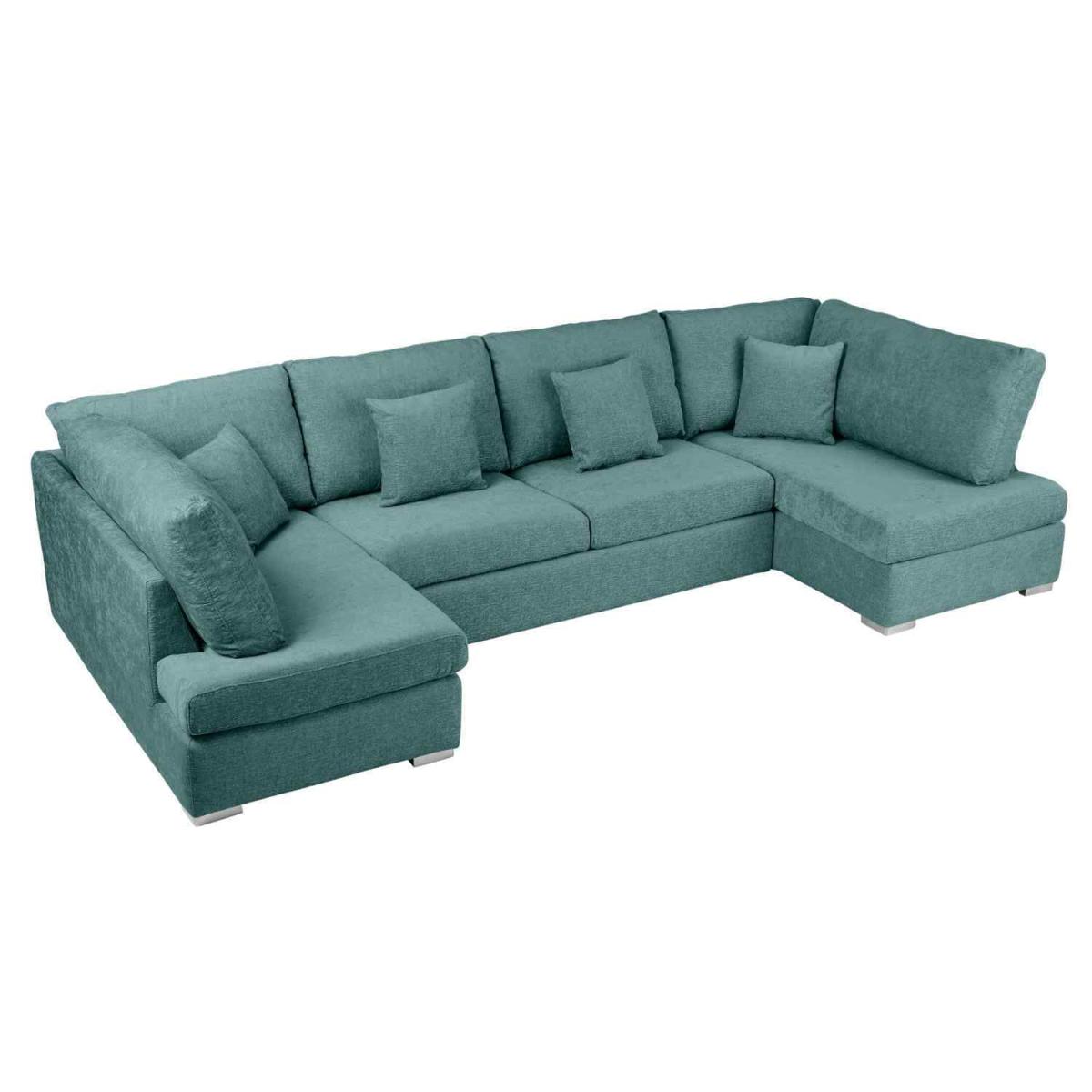 Ollie Large U Shape Sofa Velour Velvet Fabric - Cream – image 43