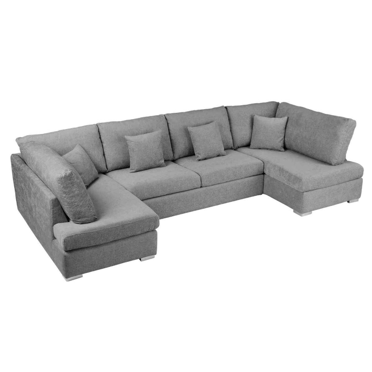 Ollie Large U Shape Sofa Velour Velvet Fabric - Cream – image 44