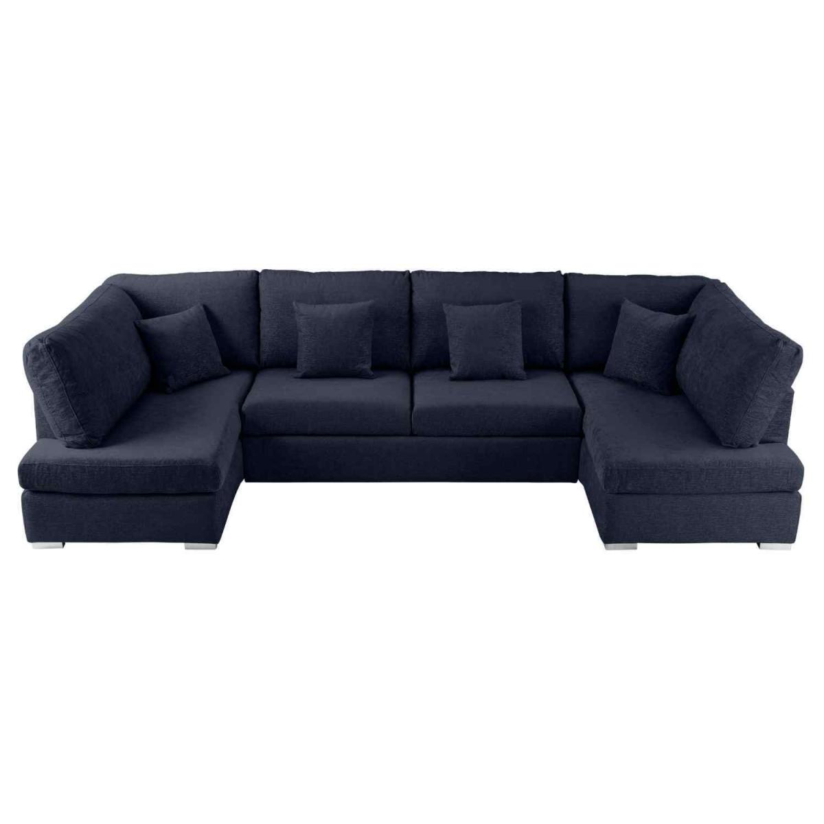 Ollie Large U Shape Sofa Velour Velvet Fabric - Cream – image 46