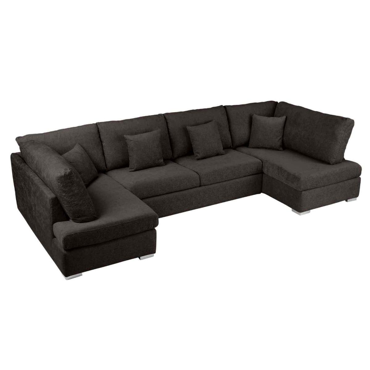 Ollie Large U Shape Sofa Velour Velvet Fabric - Cream – image 48