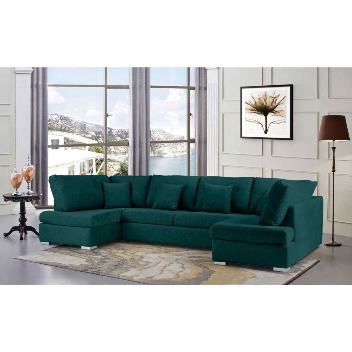 Ollie Large U Shape Sofa Velour Velvet Fabric - Cream – image 8