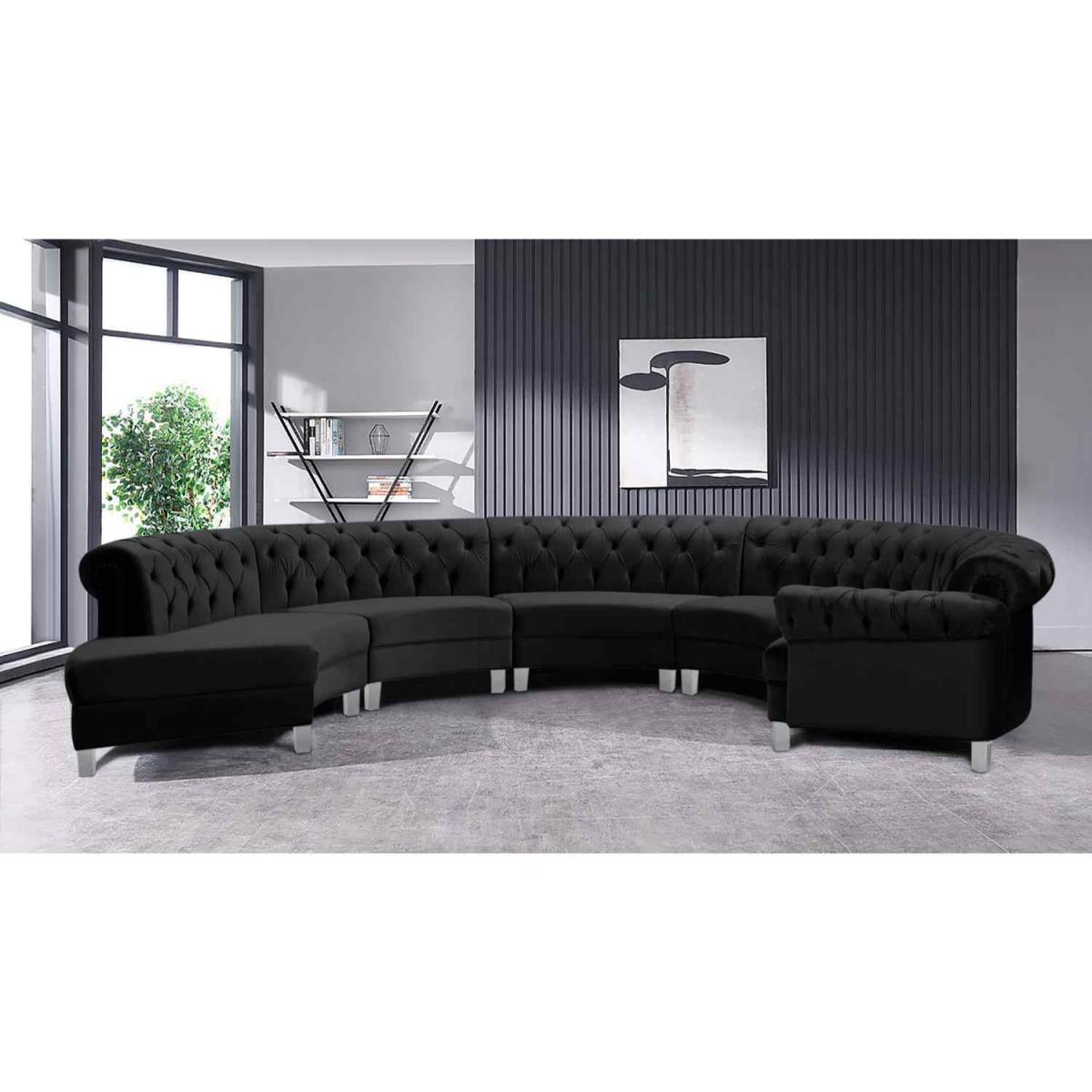 Lynda Chesterfield Large Sofa Velour Fabric with Fabric Buttons - Cosmic – image 2
