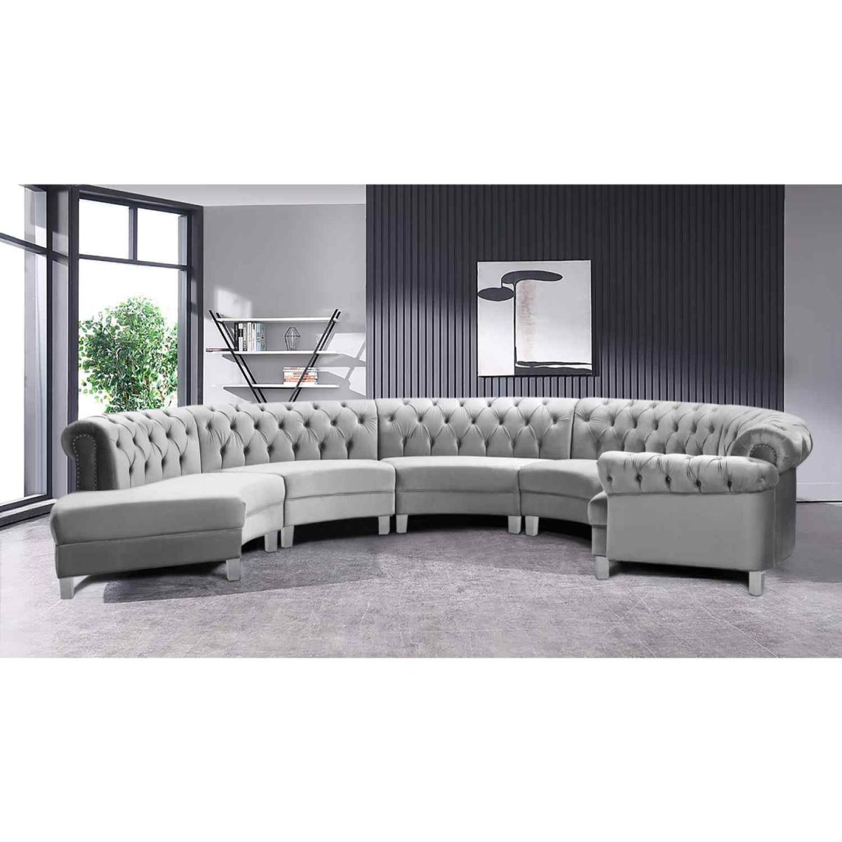 Lynda Chesterfield Large Sofa Velour Fabric with Fabric Buttons - Cosmic – image 16