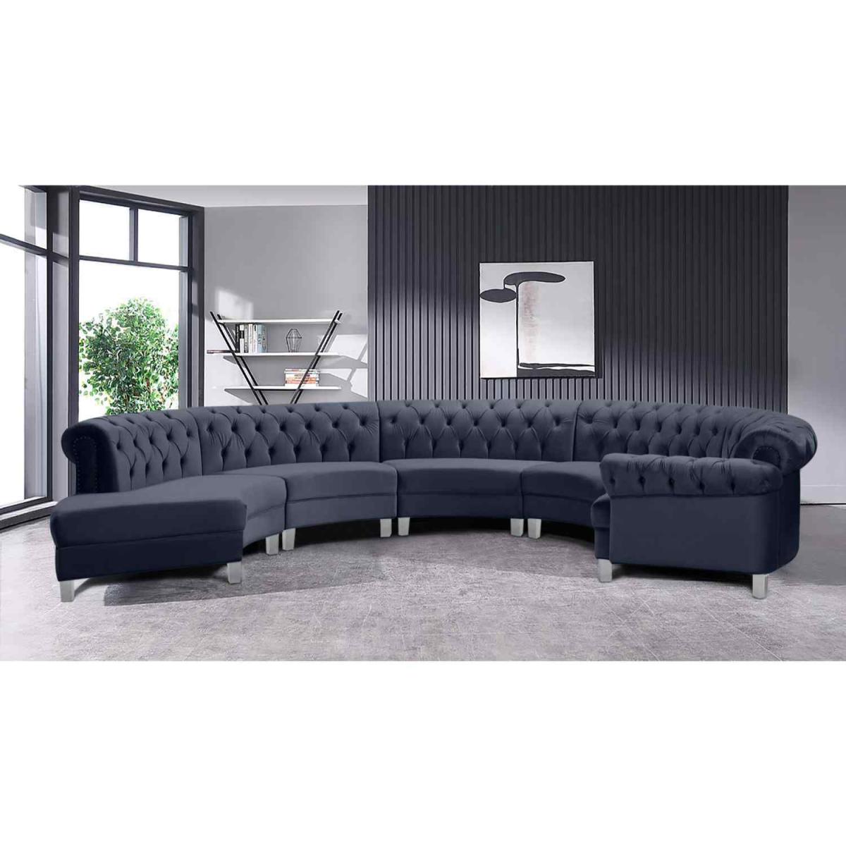 Lynda Chesterfield Large Sofa Velour Fabric with Fabric Buttons - Cosmic – image 17