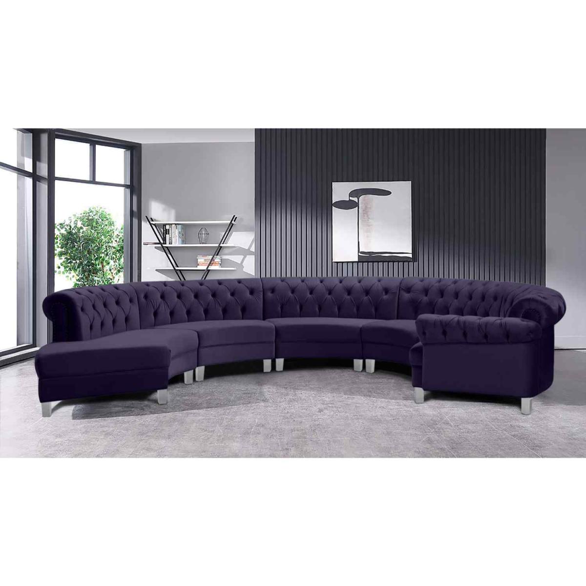 Lynda Chesterfield Large Sofa Velour Fabric with Fabric Buttons - Cosmic – image 3