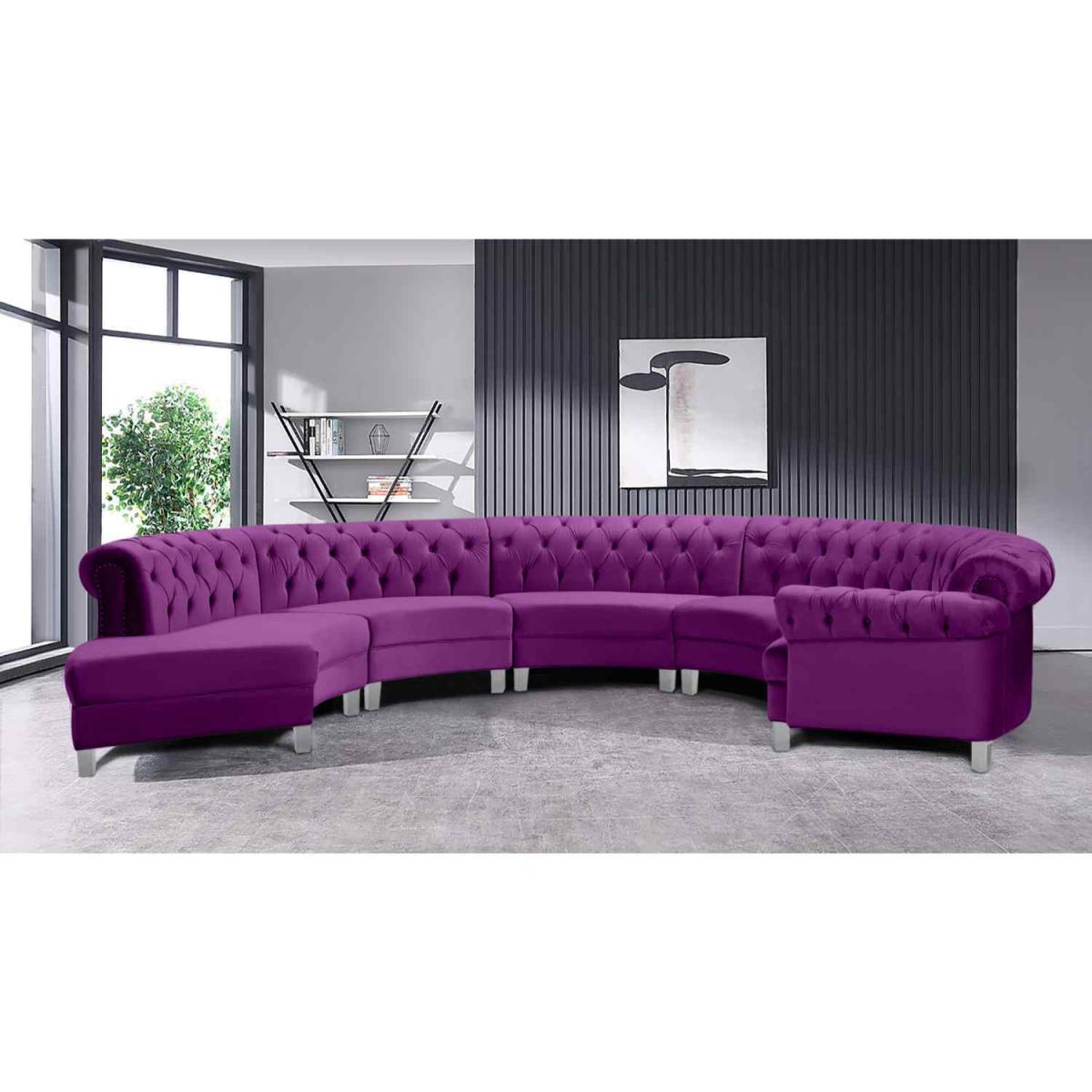Lynda Chesterfield Large Sofa Velour Fabric with Fabric Buttons - Cosmic – image 4