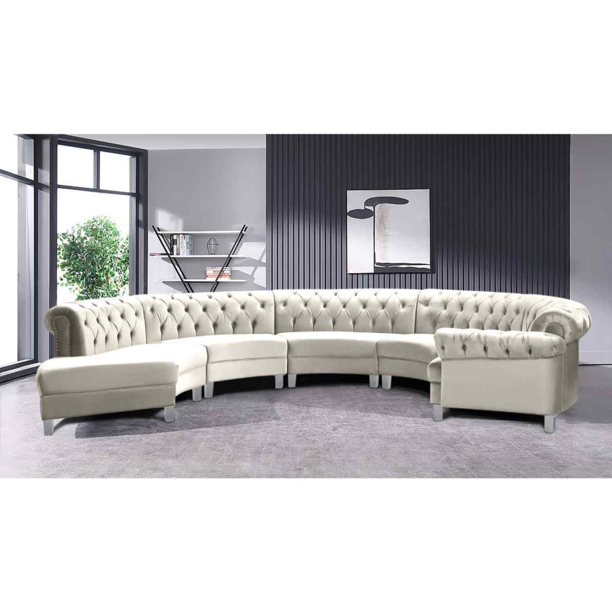 Lynda Chesterfield Large Sofa Velour Fabric with Fabric Buttons - Cosmic – image 5