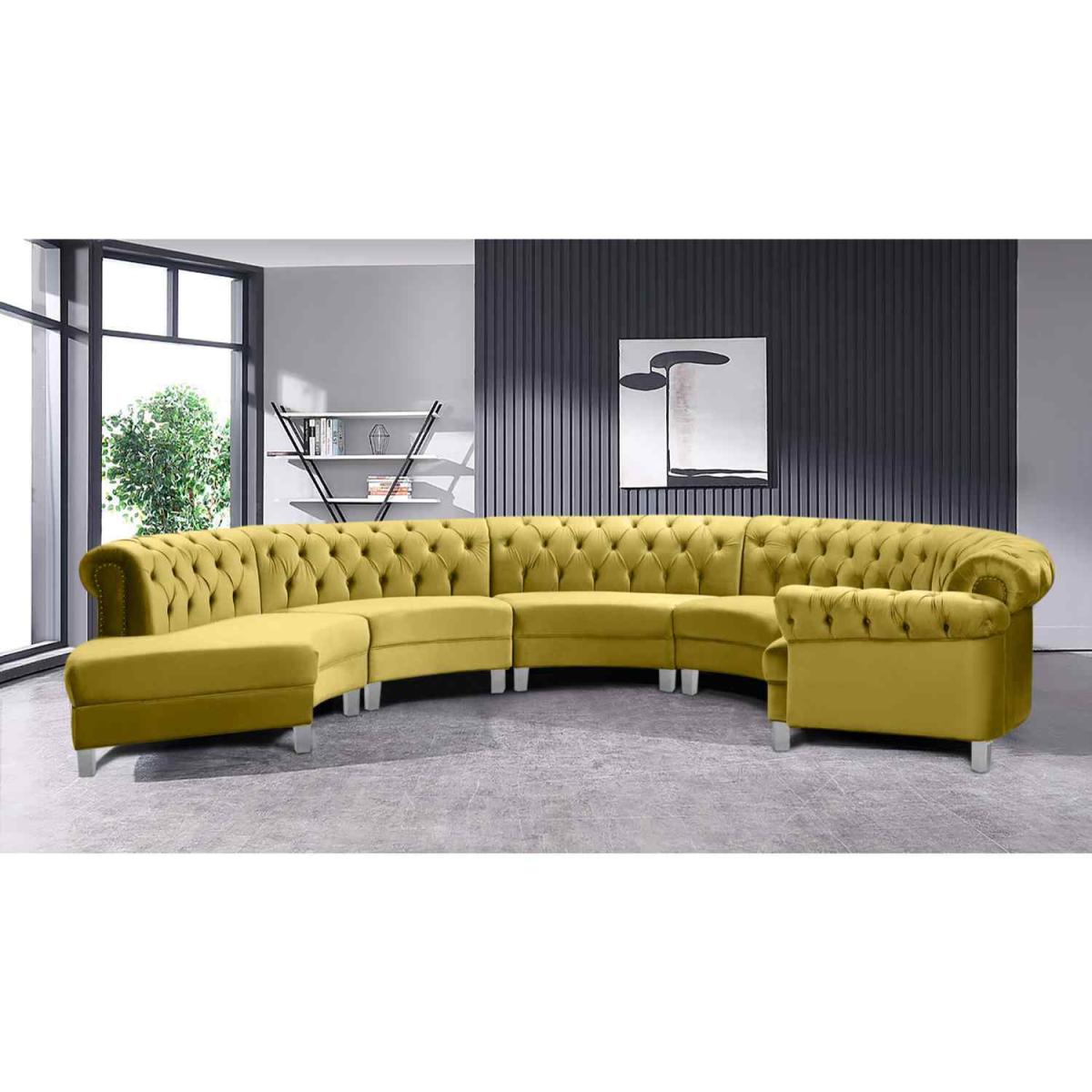 Lynda Chesterfield Large Sofa Velour Fabric with Fabric Buttons - Cosmic – image 8