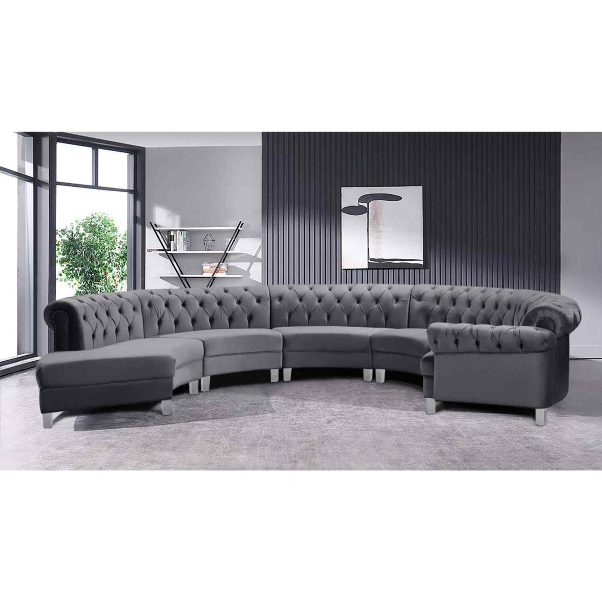 Lynda Chesterfield Large Sofa Velour Fabric with Fabric Buttons - Cosmic – image 9