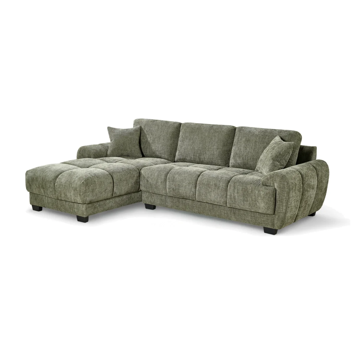 Green Chenille Fabric 1C2 Corner Sofa with Chaise JACK - Green – image 1