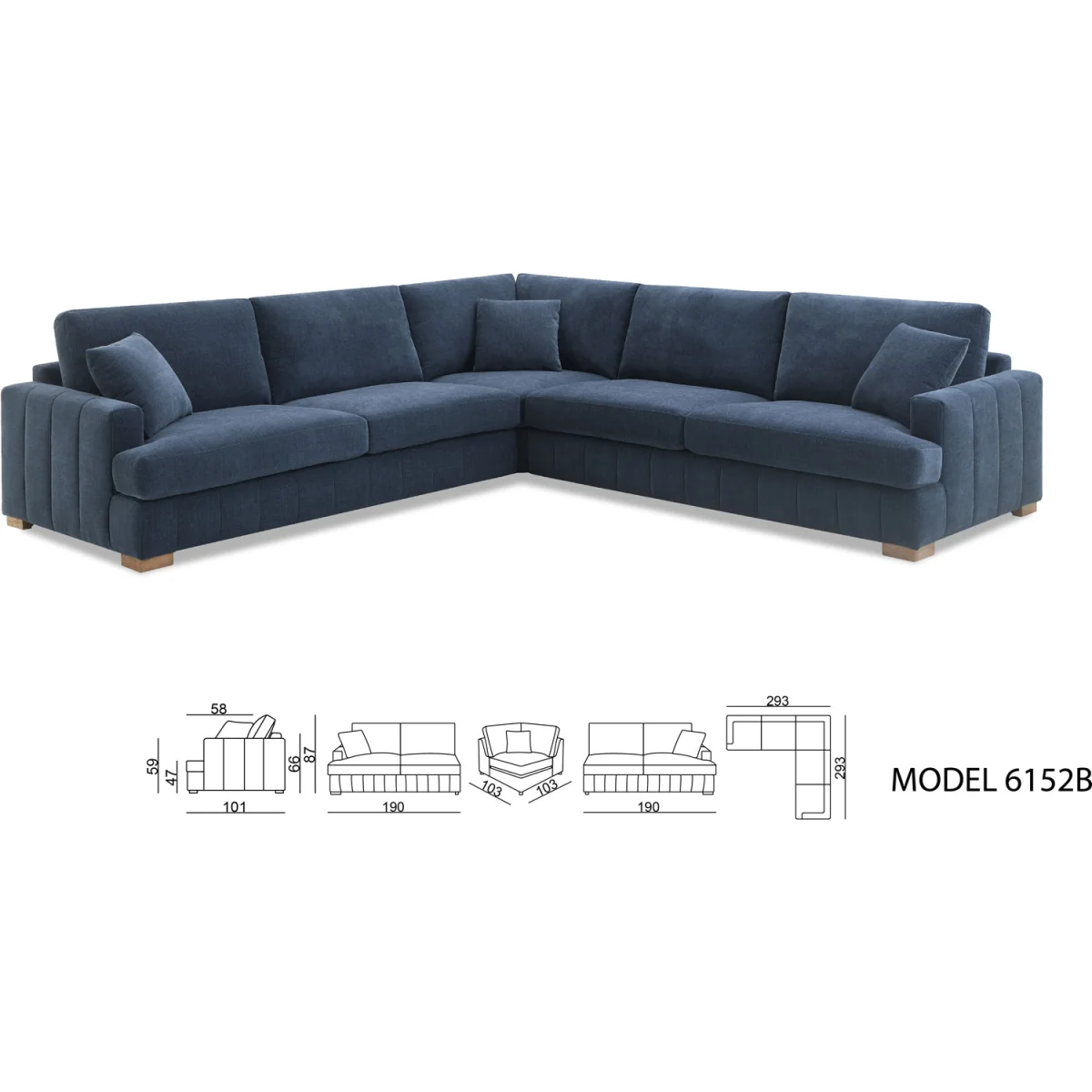 Arden Corner Sofa with Footstool - Navy – image 4