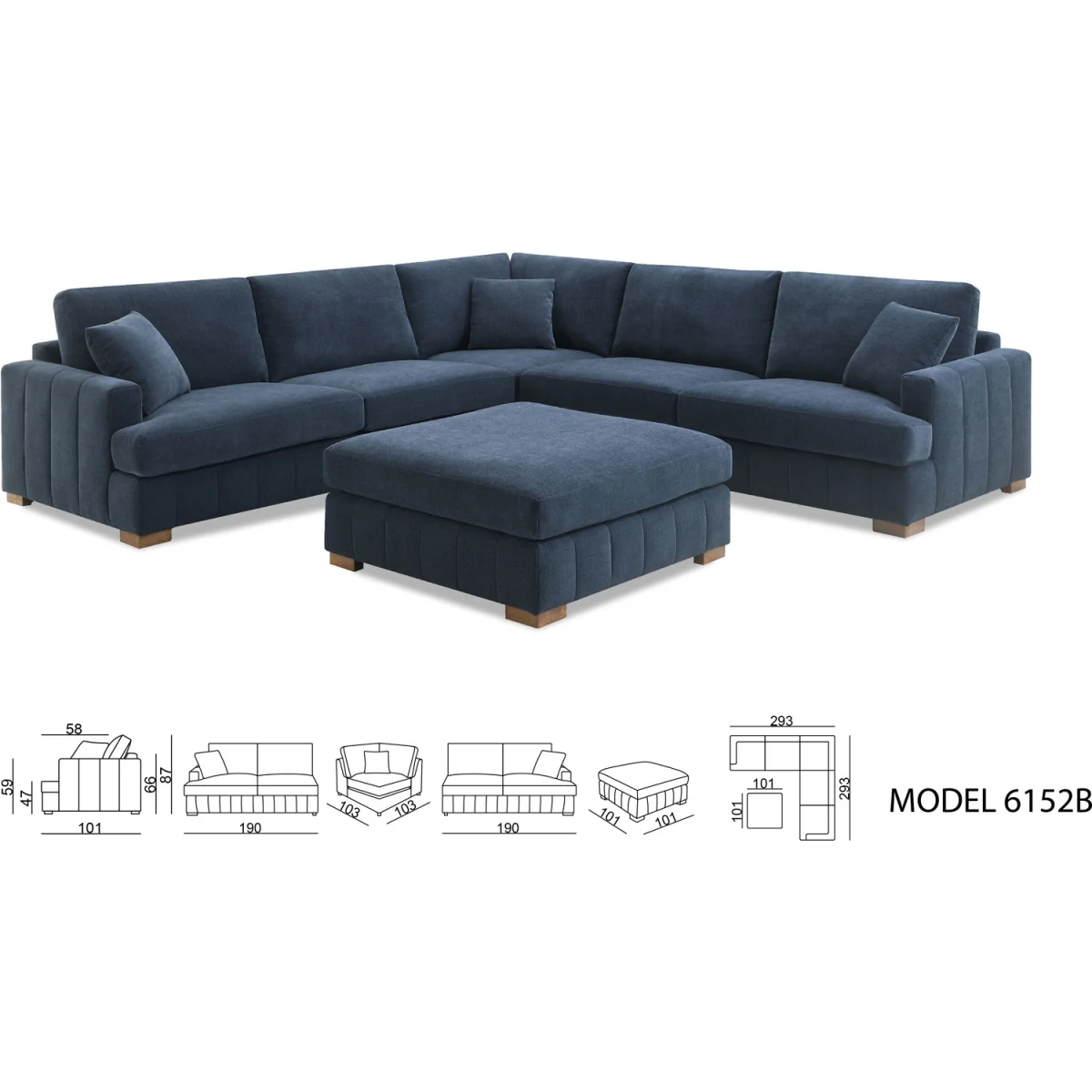 Arden Corner Sofa with Footstool - Navy – image 5