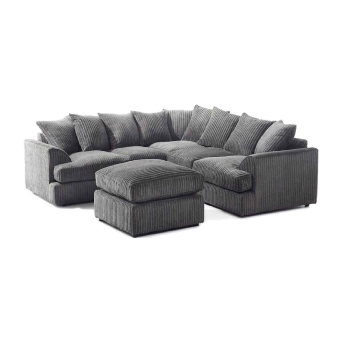 Lana Modern T Arm Jumbo Cord and Footstool - Grey – image 1
