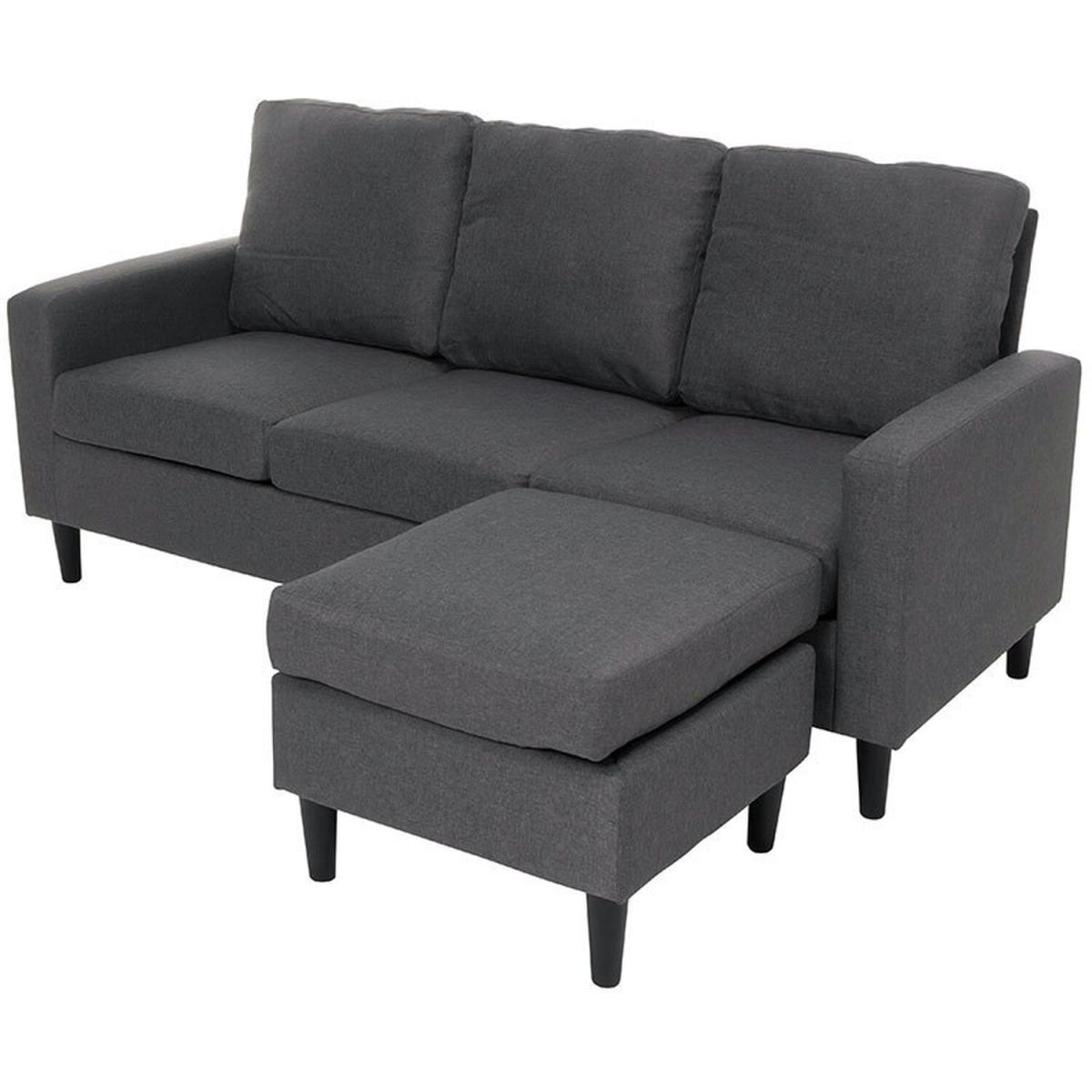 Linen Reversible Corner Sofa - Dark Grey – image 3