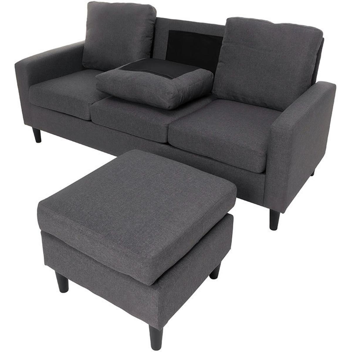 Linen Reversible Corner Sofa - Dark Grey – image 4