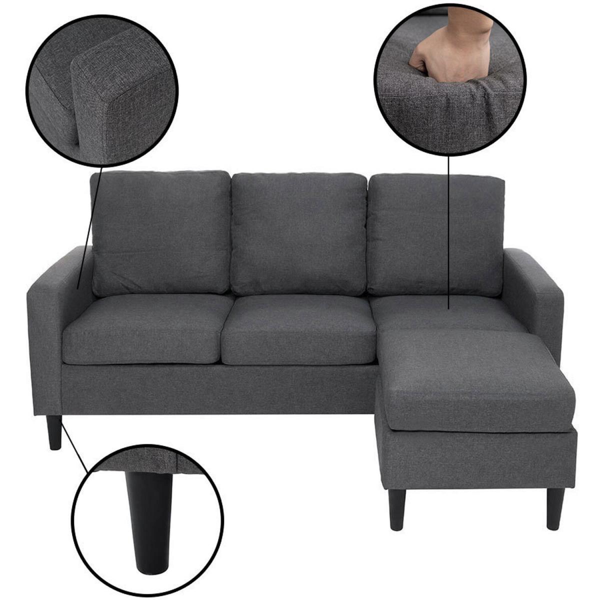 Linen Reversible Corner Sofa - Dark Grey – image 5