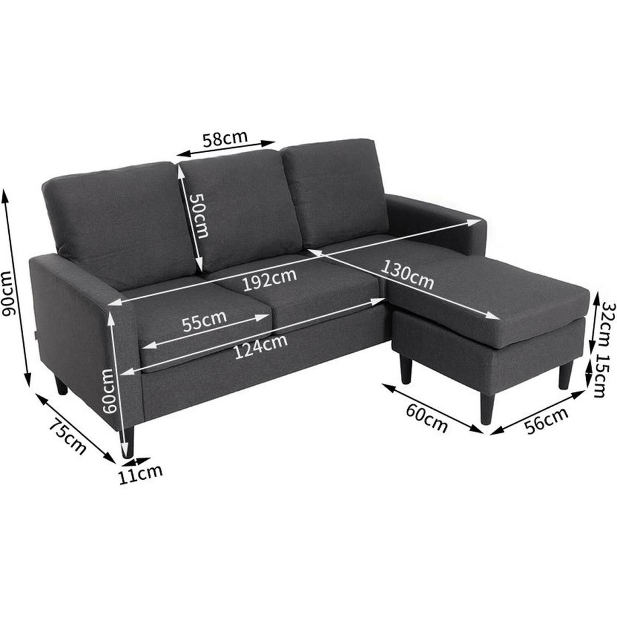 Linen Reversible Corner Sofa - Dark Grey – image 6