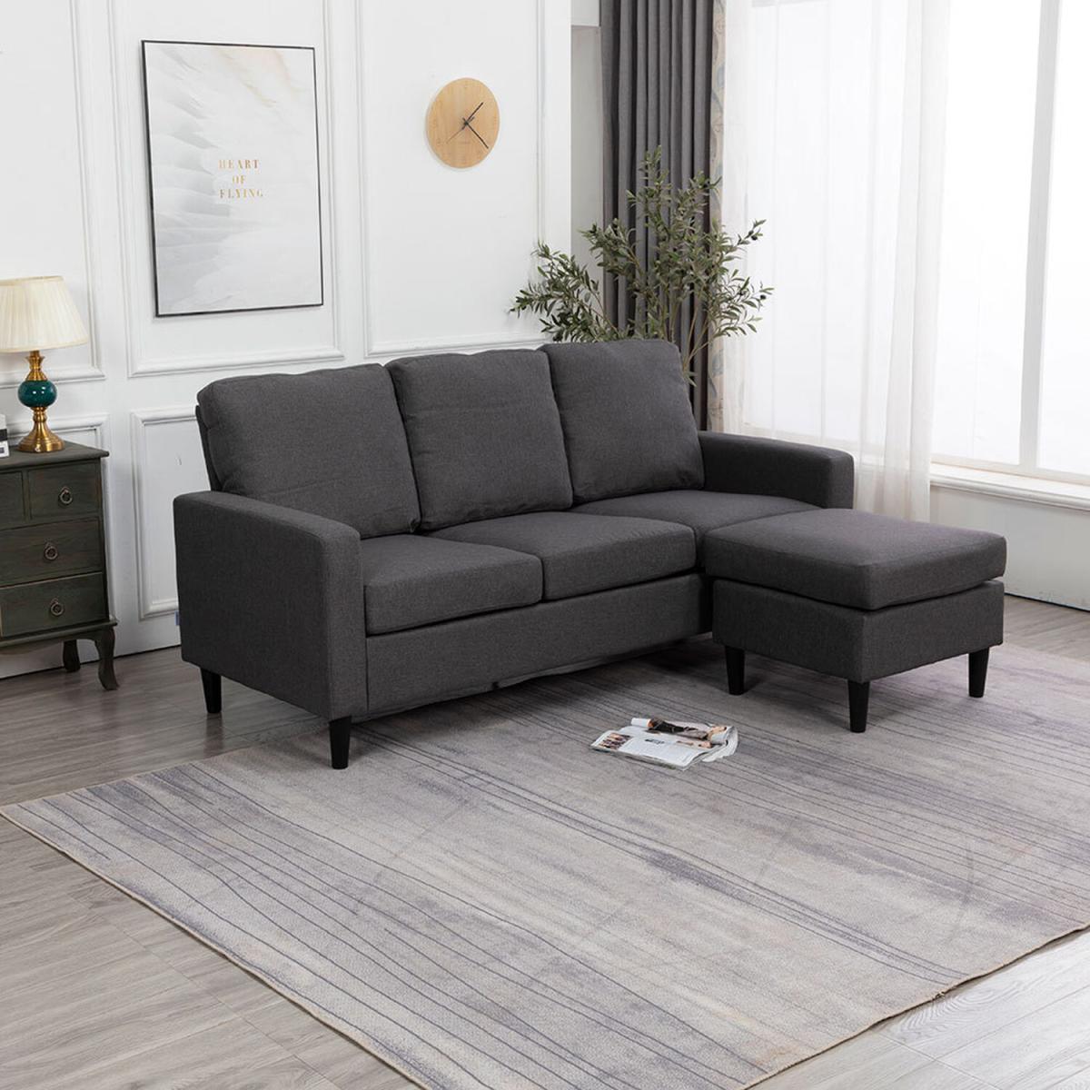 Linen Reversible Corner Sofa - Dark Grey – image 7