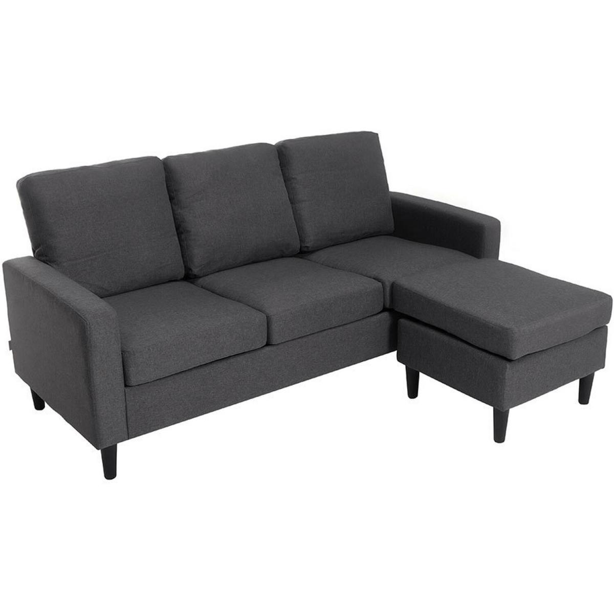 Linen Reversible Corner Sofa - Dark Grey – image 8