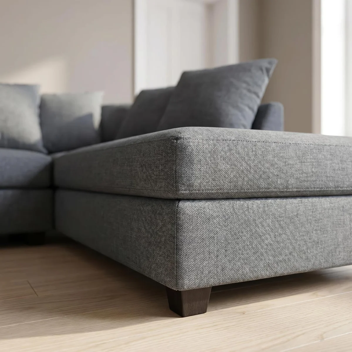 Harriet Relaxed Linen Corner Sofa with Chaise and Scatter Cushions - Charcoal – image 13