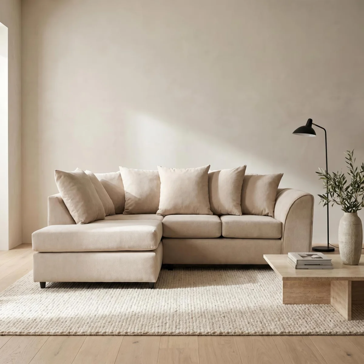 Harriet Relaxed Linen Corner Sofa with Chaise and Scatter Cushions - Charcoal – image 14