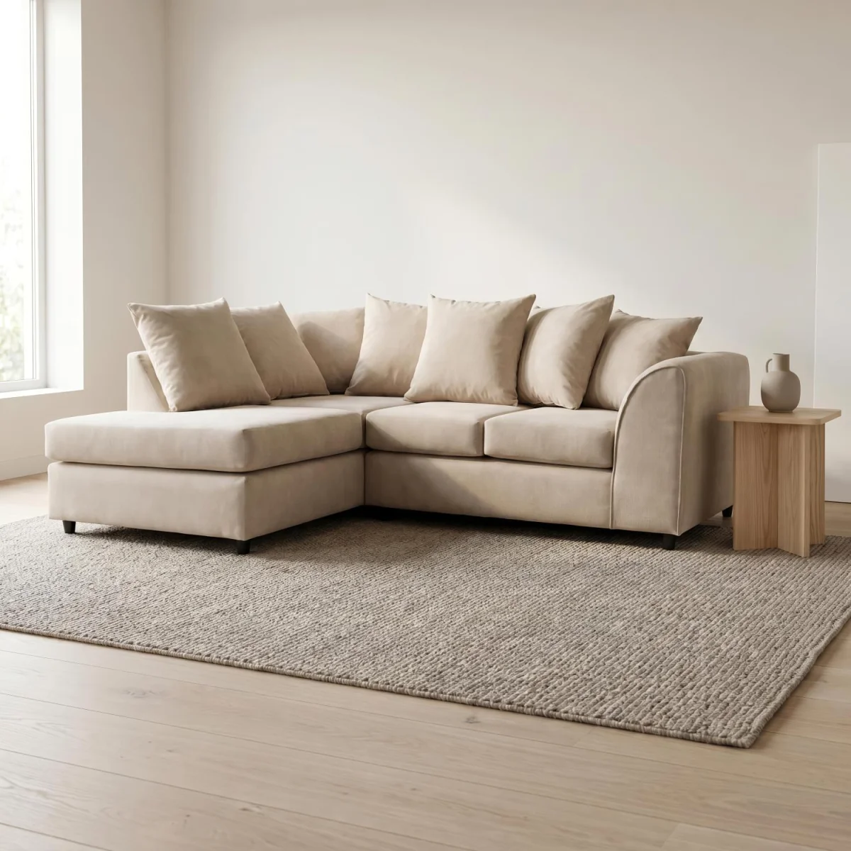 Harriet Relaxed Linen Corner Sofa with Chaise and Scatter Cushions - Charcoal – image 15