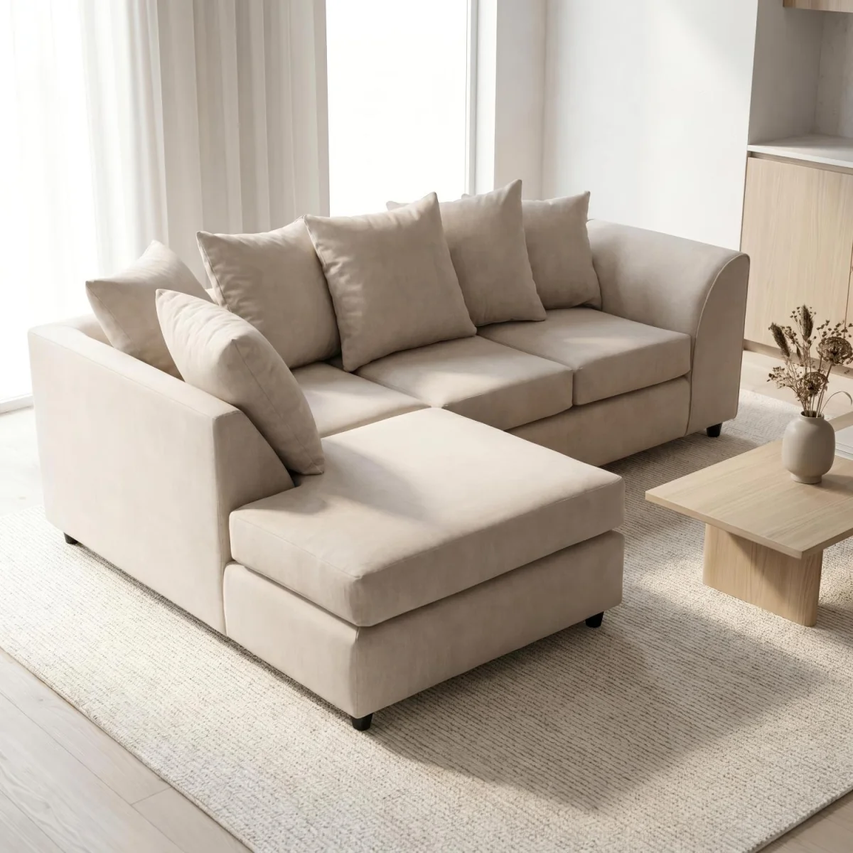 Harriet Relaxed Linen Corner Sofa with Chaise and Scatter Cushions - Charcoal – image 18