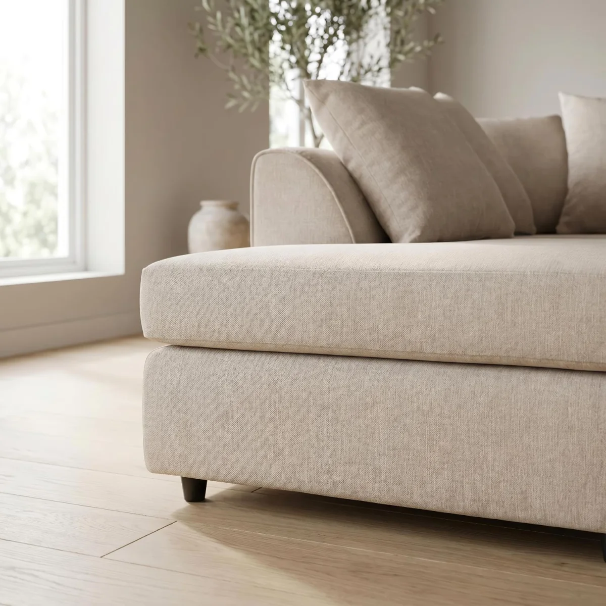 Harriet Relaxed Linen Corner Sofa with Chaise and Scatter Cushions - Charcoal – image 19