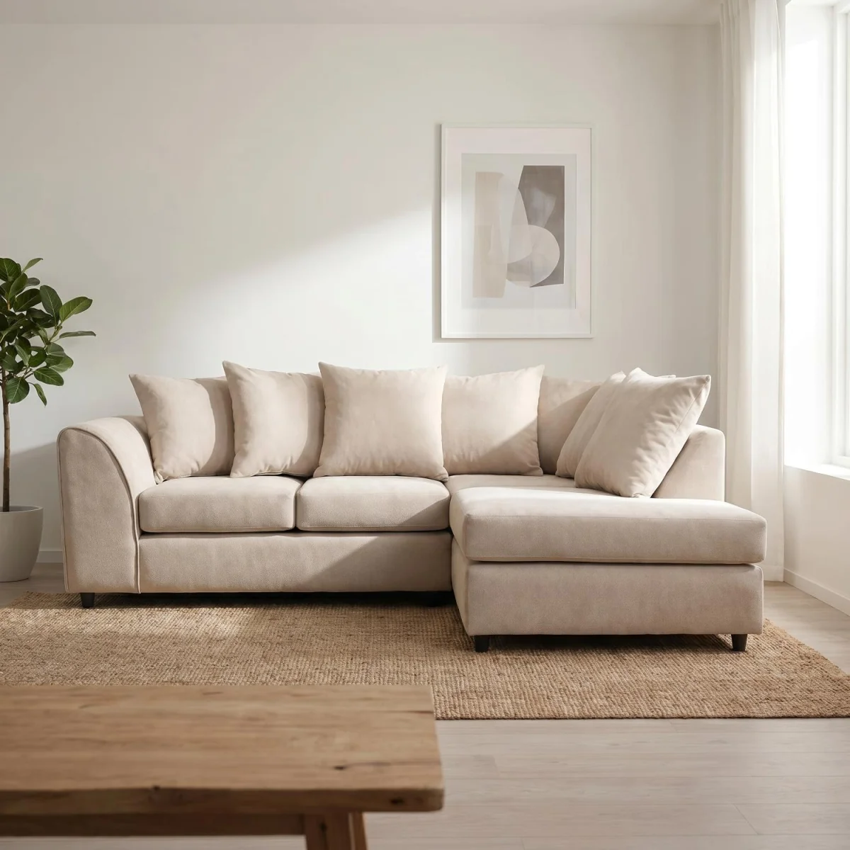 Harriet Relaxed Linen Corner Sofa with Chaise and Scatter Cushions - Charcoal – image 20