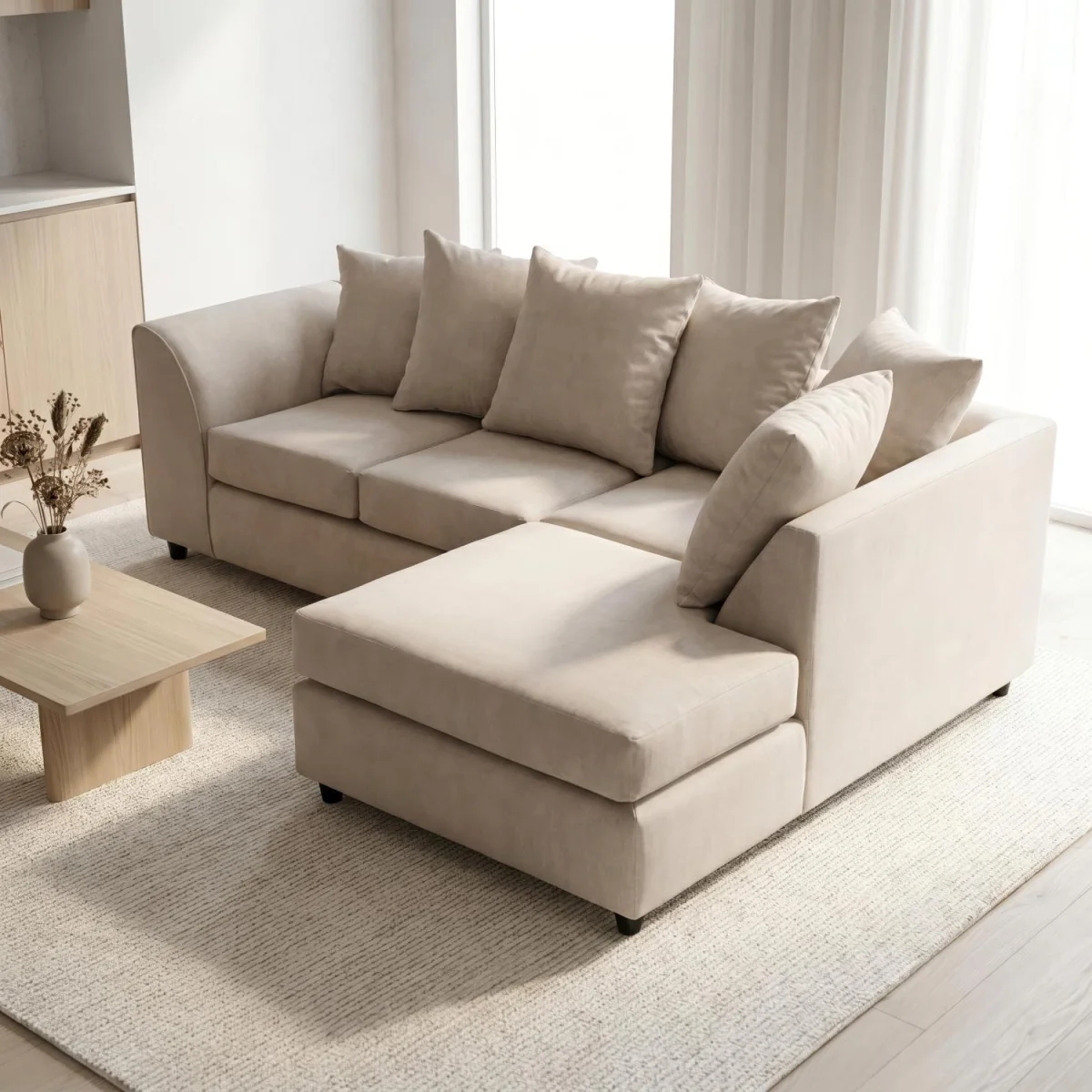 Harriet Relaxed Linen Corner Sofa with Chaise and Scatter Cushions - Charcoal – image 21