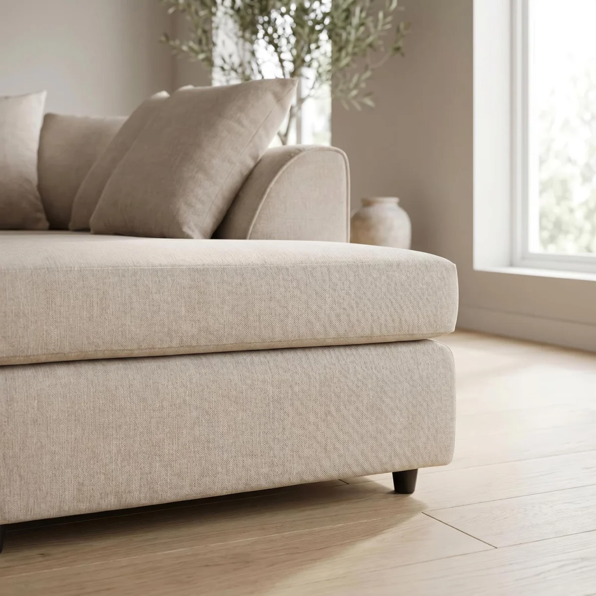 Harriet Relaxed Linen Corner Sofa with Chaise and Scatter Cushions - Charcoal – image 22