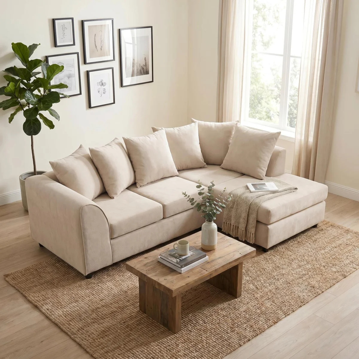 Harriet Relaxed Linen Corner Sofa with Chaise and Scatter Cushions - Charcoal – image 24