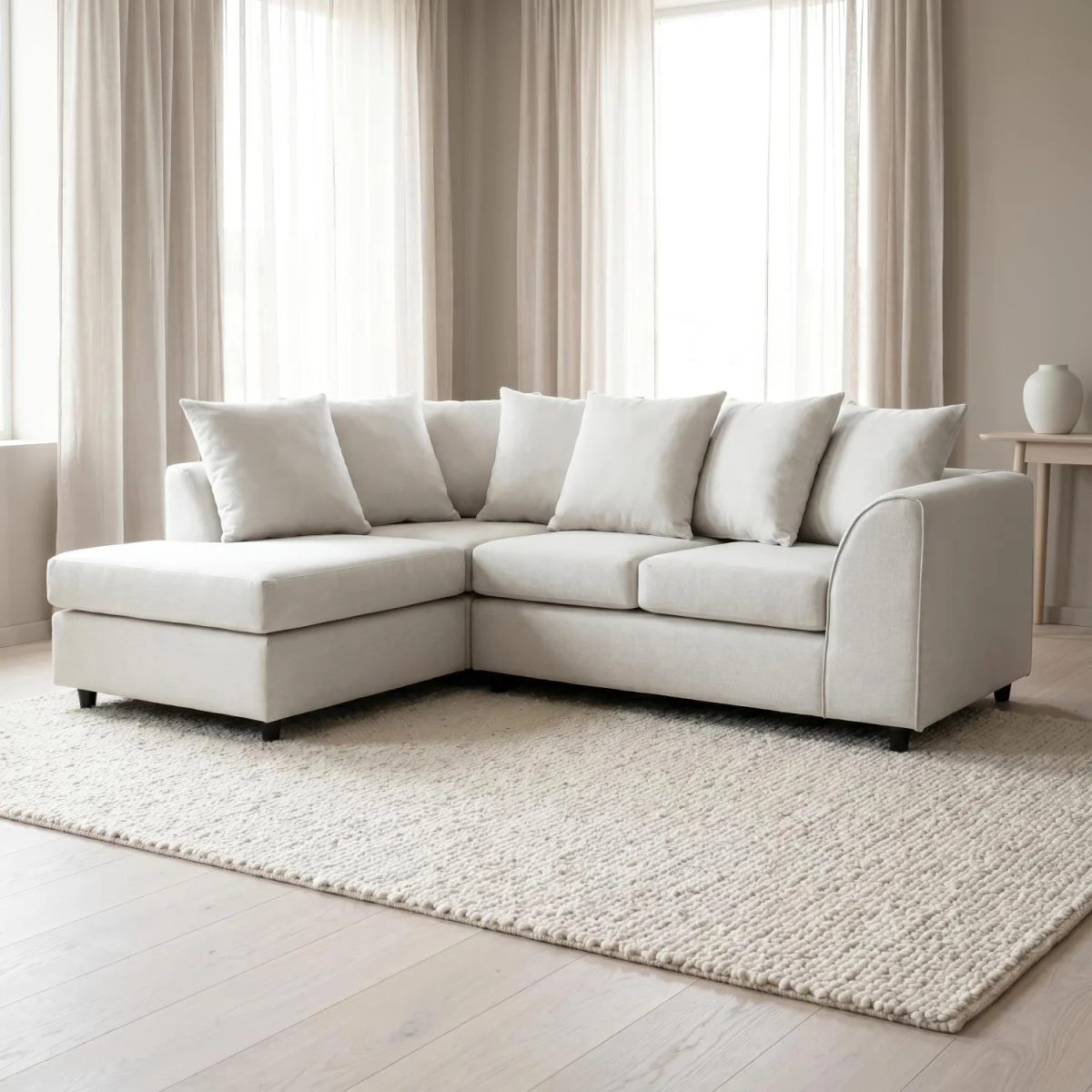 Harriet Relaxed Linen Corner Sofa with Chaise and Scatter Cushions - Charcoal – image 27