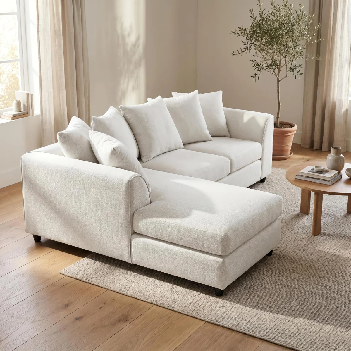 Harriet Relaxed Linen Corner Sofa with Chaise and Scatter Cushions - Charcoal – image 29