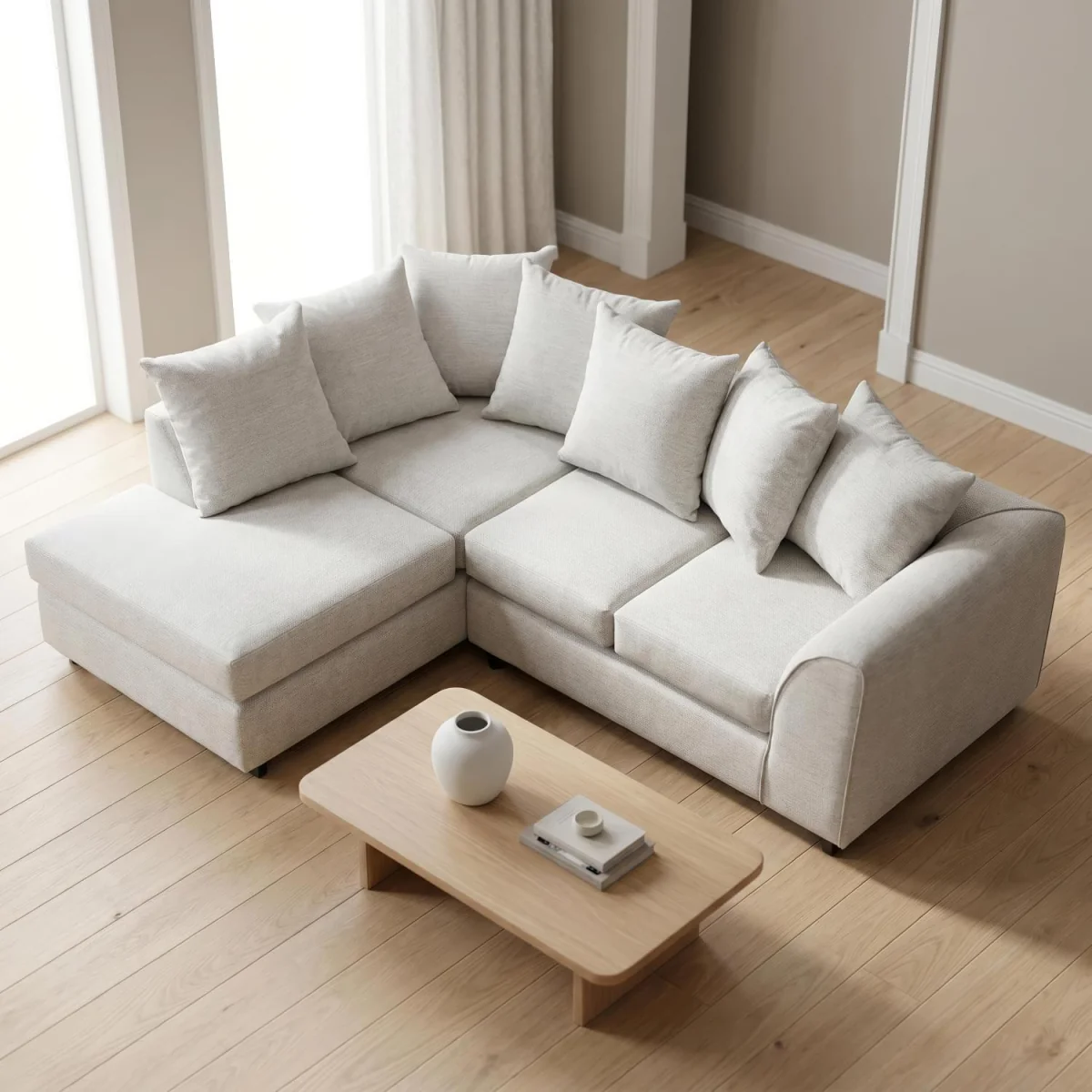 Harriet Relaxed Linen Corner Sofa with Chaise and Scatter Cushions - Charcoal – image 30