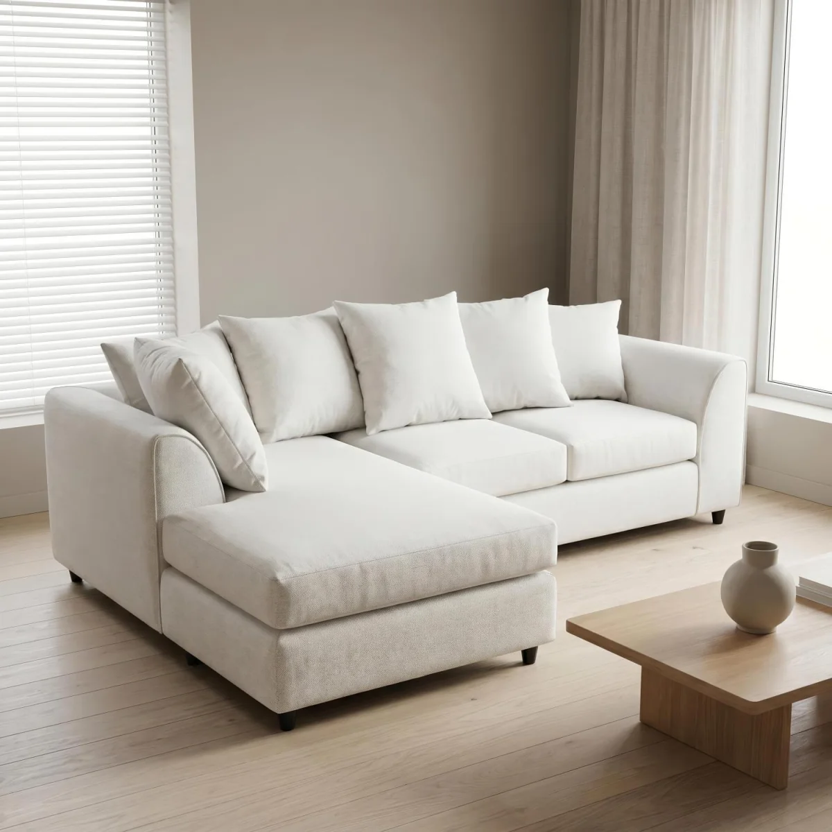 Harriet Relaxed Linen Corner Sofa with Chaise and Scatter Cushions - Charcoal – image 31
