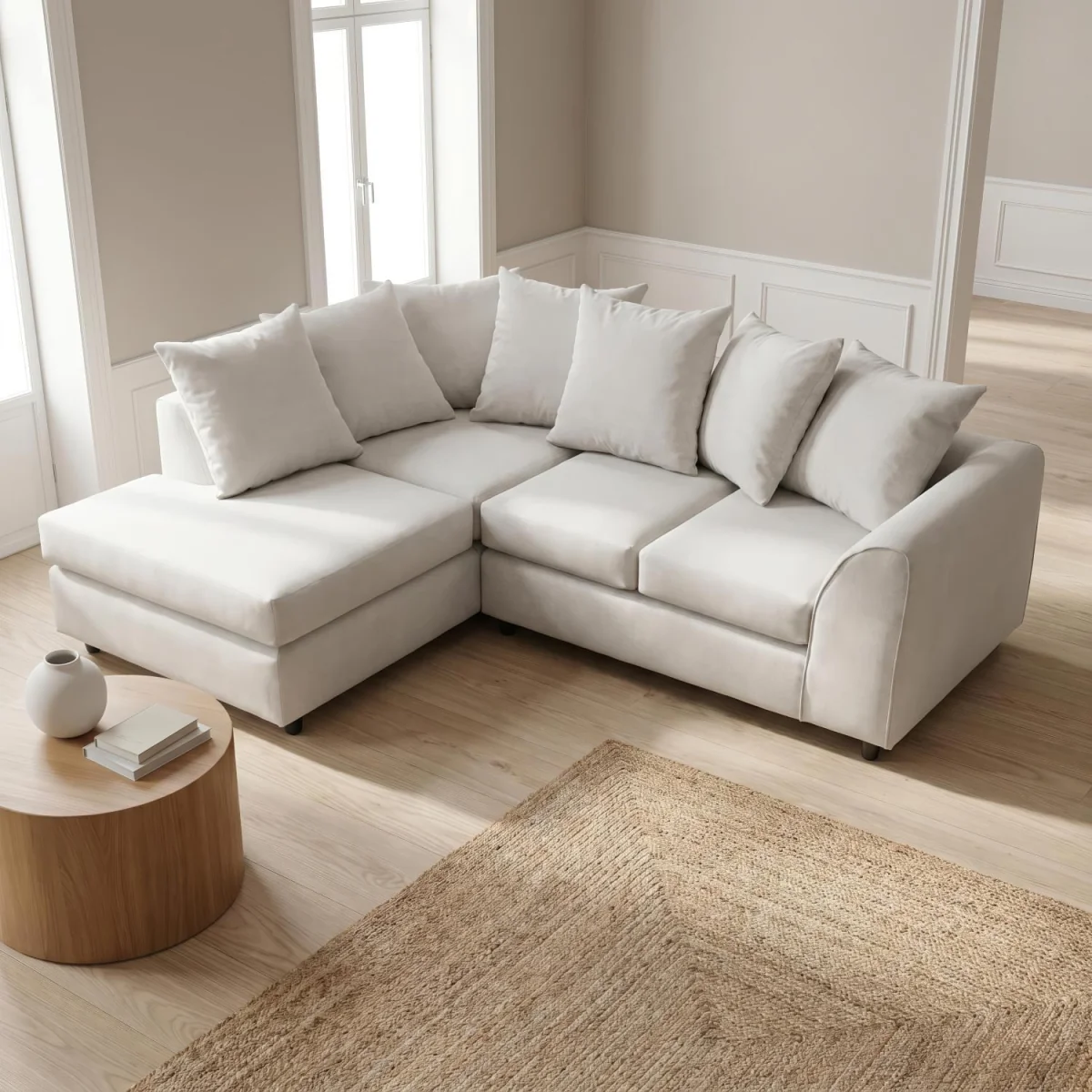 Harriet Relaxed Linen Corner Sofa with Chaise and Scatter Cushions - Charcoal – image 32