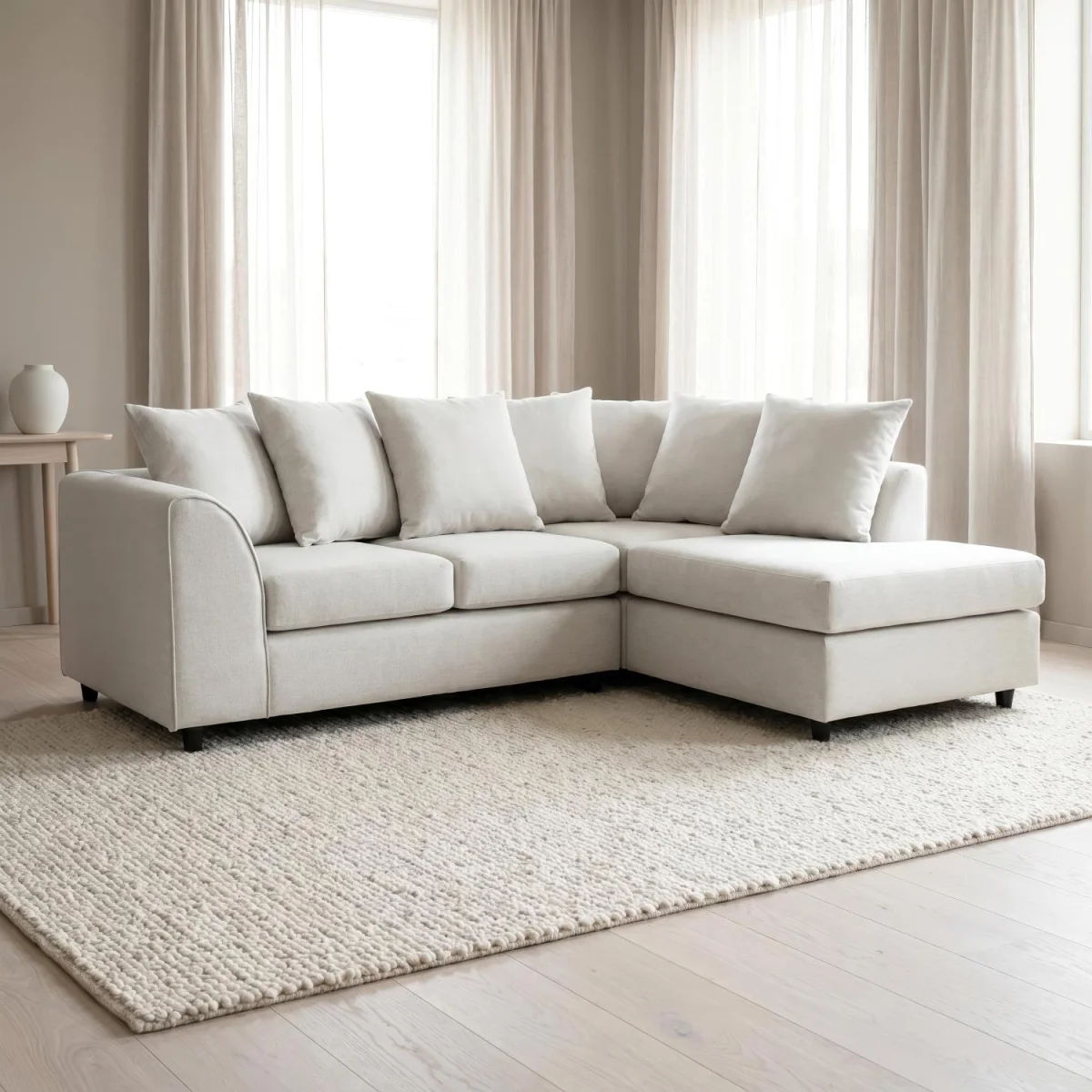 Harriet Relaxed Linen Corner Sofa with Chaise and Scatter Cushions - Charcoal – image 34