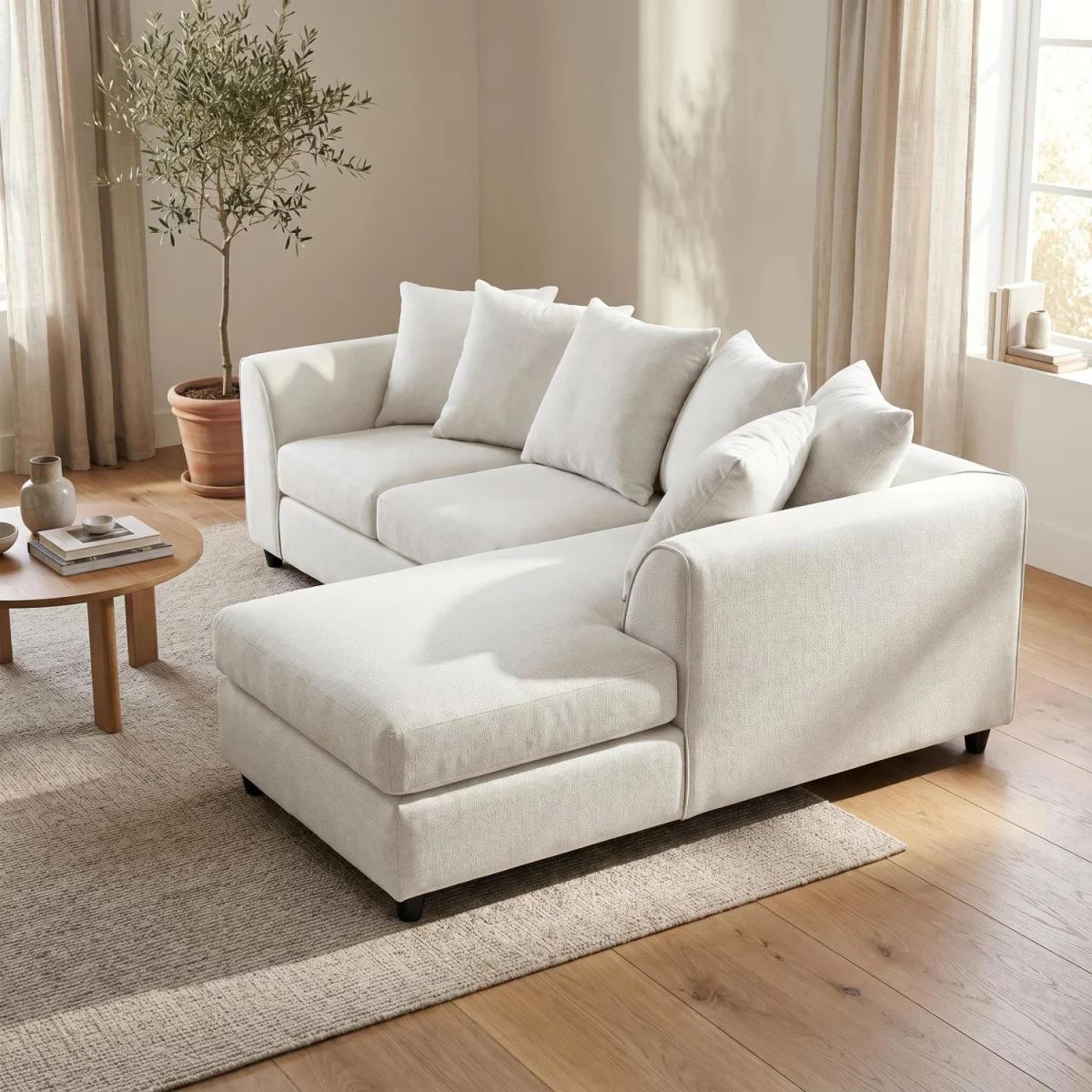 Harriet Relaxed Linen Corner Sofa with Chaise and Scatter Cushions - Charcoal – image 36