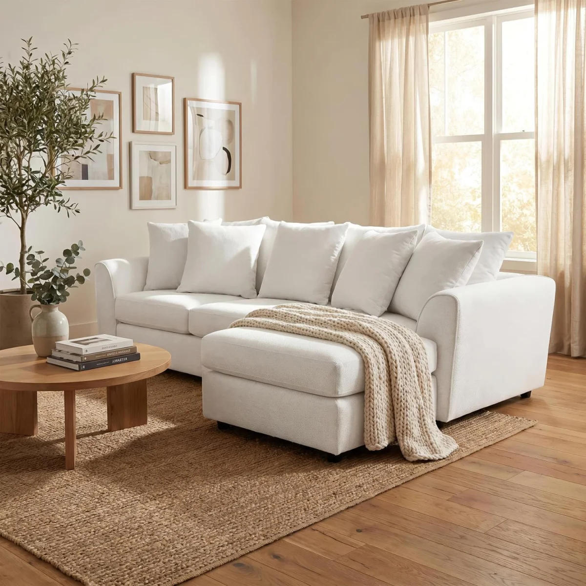 Harriet Relaxed Linen Corner Sofa with Chaise and Scatter Cushions - Charcoal – image 37