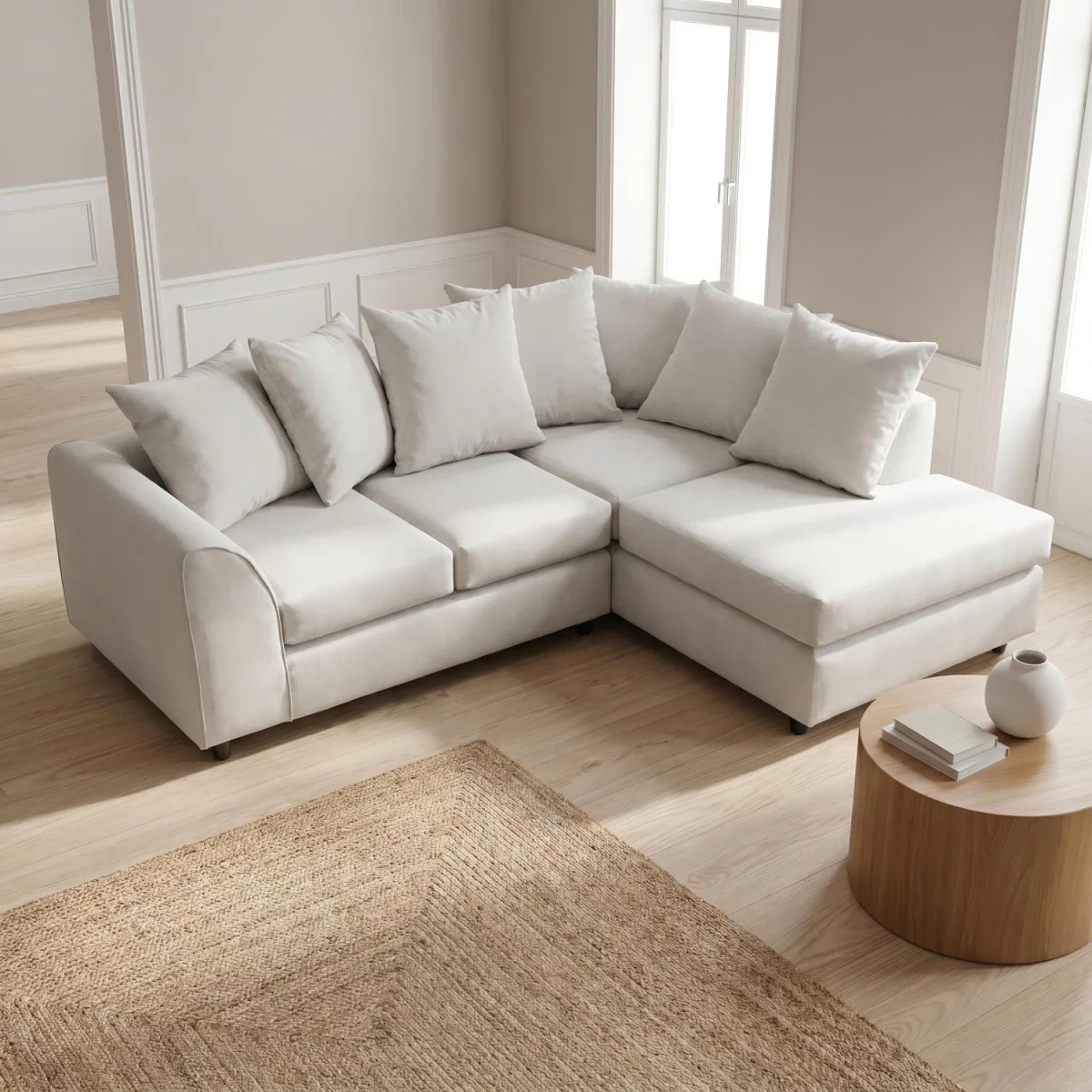 Harriet Relaxed Linen Corner Sofa with Chaise and Scatter Cushions - Charcoal – image 38
